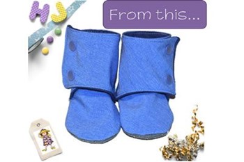 Stay on Booties with Interchangeable cuffs in Blue Melange Toughtek